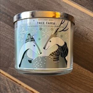 Bath & Body Works Tree Farm Candle with Reindeer Design